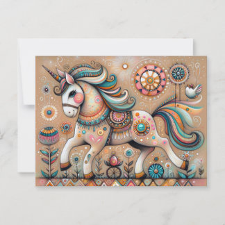 Whimsical folk bohemian vibe eenhoorn briefkaart