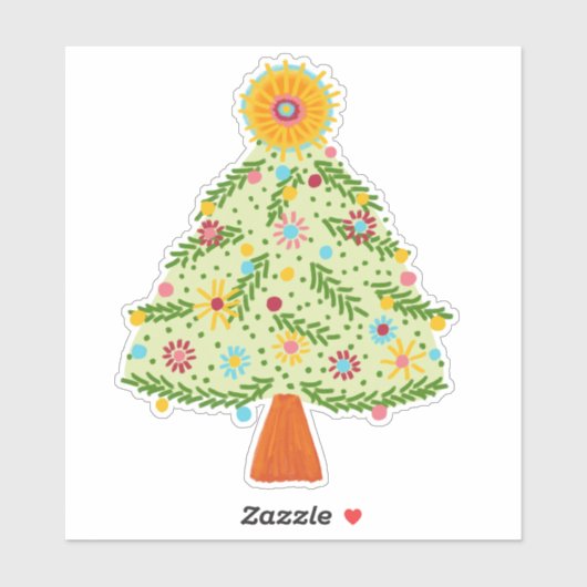 Whimsical Folk Christmas Tree CUSTOM FOTO Sticker (Vel)