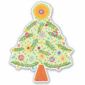 Whimsical Folk Christmas Tree CUSTOM FOTO Sticker (Voorkant)