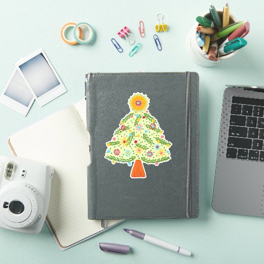 Whimsical Folk Christmas Tree CUSTOM FOTO Sticker (iPad Cover)