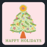 Whimsical Folk Christmas Tree CUSTOM FOTO Vierkante Sticker<br><div class="desc">Prettige feestdagen Zoete boomtekening om iemand te wensen! Klik op "personaliseren" om de tekst te wijzigen. Kijk in mijn shop voor meer opties. Ook beschikbaar als wenskaarten, briefkaarten, cadeauverpakking en digitale download om direct te verzenden via e-mail of sms. Check mijn shop voor meer of laat me weten of je...</div>