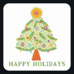 Whimsical Folk Christmas Tree CUSTOM FOTO Vierkante Sticker<br><div class="desc">Prettige feestdagen Zoete boomtekening om iemand te wensen! Klik op "personaliseren" om de tekst te wijzigen. Kijk in mijn shop voor meer opties. Ook beschikbaar als wenskaarten, briefkaarten, cadeauverpakking en digitale download om direct te verzenden via e-mail of sms. Check mijn shop voor meer of laat me weten of je...</div>