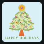 Whimsical Folk Christmas Tree CUSTOM Gift Vierkante Sticker<br><div class="desc">Prettige feestdagen Zoete boomtekening om iemand te wensen! Klik op "personaliseren" om de tekst te wijzigen. Kijk in mijn shop voor meer opties. Ook beschikbaar als wenskaarten, briefkaarten, cadeauverpakking en digitale download om direct te verzenden via e-mail of sms. Check mijn shop voor meer of laat me weten of je...</div>