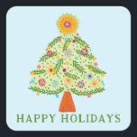Whimsical Folk Christmas Tree CUSTOM Gift Vierkante Sticker<br><div class="desc">Prettige feestdagen Zoete boomtekening om iemand te wensen! Klik op "personaliseren" om de tekst te wijzigen. Kijk in mijn shop voor meer opties. Ook beschikbaar als wenskaarten, briefkaarten, cadeauverpakking en digitale download om direct te verzenden via e-mail of sms. Check mijn shop voor meer of laat me weten of je...</div>