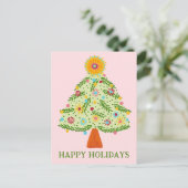 Whimsical Folk Christmas Tree CUSTOM HOLIDAY Briefkaart (Staand voorkant)
