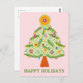 Whimsical Folk Christmas Tree CUSTOM HOLIDAY Briefkaart (Voorkant / Achterkant)
