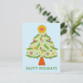 Whimsical Folk Christmas Tree CUSTOM HOLIDAY Briefkaart (Staand voorkant)