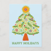 Whimsical Folk Christmas Tree CUSTOM HOLIDAY Briefkaart (Voorkant)