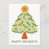 Whimsical Folk Christmas Tree CUSTOM HOLIDAY Briefkaart (Voorkant)