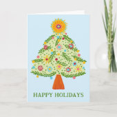 Whimsical Folk Christmas Tree CUSTOM HOLIDAY Kaart (Voorkant)