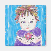 Whimsical folk geschetst  klein meisje magneet (Voorkant)