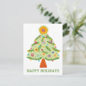 Whimsical Folk Kerstboom Aangepaste Kerst Briefkaart (Staand voorkant)