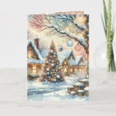 Whimsical Folk Village gepersonaliseerde kerst Feestdagen Kaart (Voorkant)
