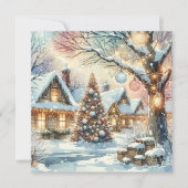 Whimsical Folk Village gepersonaliseerde kerst Feestdagenkaart (Voorkant)