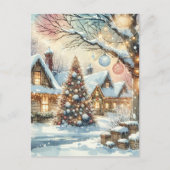 Whimsical Folk Village gepersonaliseerde kerst Feestdagenkaart (Voorkant)