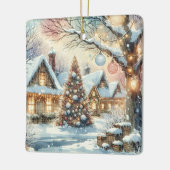 Whimsical Folk Village gepersonaliseerde kerst Keramisch Ornament (Links)