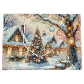 Whimsical Folk Village Kerstmis Groot Cadeauzakje (Voorkant)