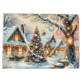 Whimsical Folk Village Kerstmis Groot Cadeauzakje (Achterkant)