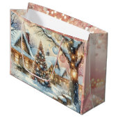 Whimsical Folk Village Kerstmis Groot Cadeauzakje (Voorkant Gekanteld)