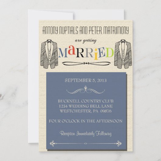 Whimsical Font Gay Wedding Invitations Kaart (Voorkant)