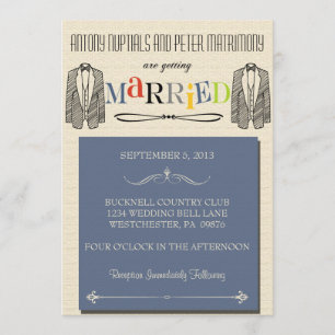 Whimsical Font Gay Wedding Invitations Kaart