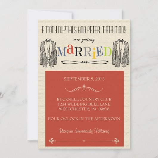 Whimsical Font Gay Wedding Invitations Kaart (Voorkant)