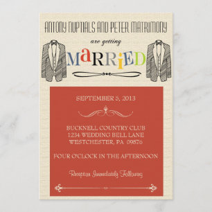Whimsical Font Gay Wedding Invitations Kaart