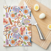 Whimsical Food Pattern Tea Towel Theedoek (Quarter Fold)