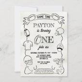 Whimsical Football 1st One Hand getrokken Verjaard Kaart (Voorkant)