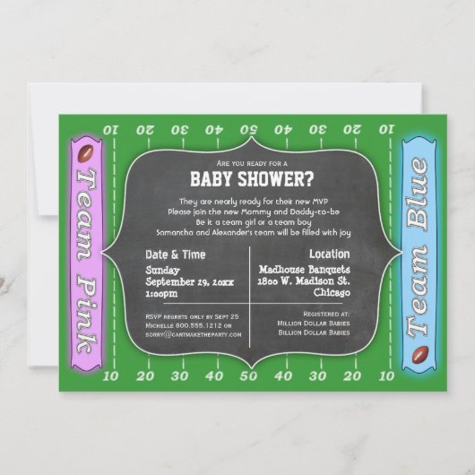 Whimsical Football Thaise Baby shower Invitation Kaart (Voorkant)