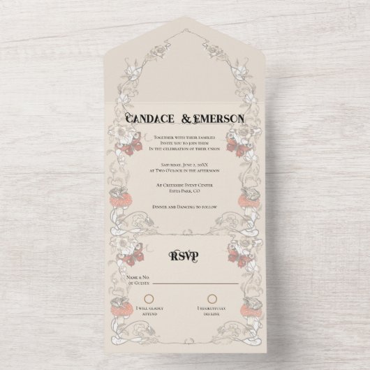 Whimsical Forest All in One Wedding Uitnodiging (Binnen)