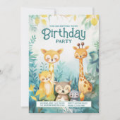 Whimsical Forest Animal Theme Verjaardag Uitnodige Kaart (Voorkant)
