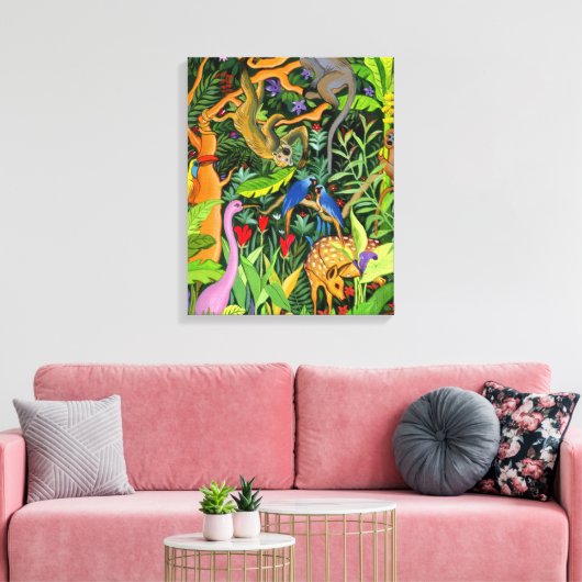 Whimsical Forest Animals Art Canvas Afdruk (Insitu (Woonkamer))