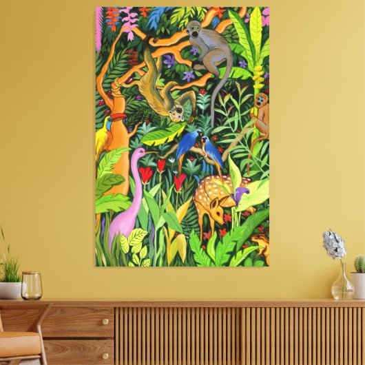 Whimsical Forest Animals Art Canvas Afdruk (Insitu (Woonkamer))