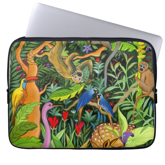 Whimsical Forest Animals Art Laptop Sleeve (Voorkant)