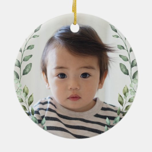 Whimsical Forest Animals Baby Eerste Eerste Kerstd Keramisch Ornament (Achterkant)