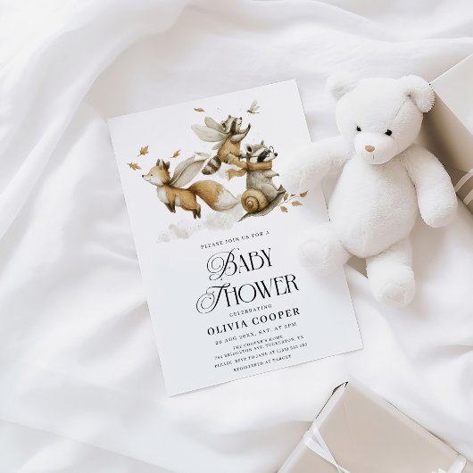 Whimsical Forest Animals Baby shower Kaart