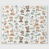 Whimsical Forest Animals Sage Greenery Cadeaupapier (Vlak)