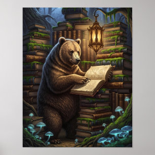 Whimsical Forest Beer Librarian   magische fantasi Poster