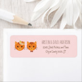 Whimsical Forest Cats (Blush) Bruiloft Etiket (Insitu)