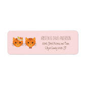Whimsical Forest Cats (Blush) Bruiloft Etiket (Voorkant)