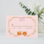 Whimsical Forest Cats (Blush) Bruiloft RSVP (Staand voorkant)
