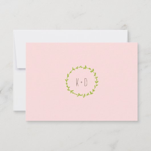 Whimsical Forest Cats (Blush) Bruiloft RSVP (Achterkant)