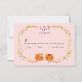 Whimsical Forest Cats (Blush) Bruiloft RSVP Kaartje