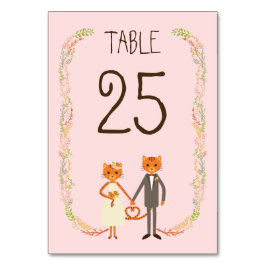 Whimsical Forest Cats (Blush) Trouwtafel Kaart