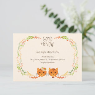 Whimsical Forest Cats (Cream) Bruiloft RSVP Informatiekaartje