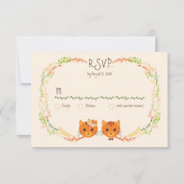 Whimsical Forest Cats (Cream) Bruiloft RSVP Kaartje