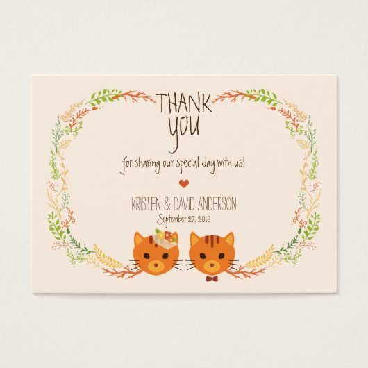 Whimsical Forest Cats Cream Cadeau Labels / Kaarte Visitekaartjes (Voorkant)