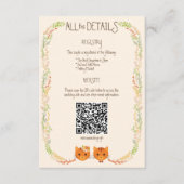 Whimsical Forest Cats (Cream) Rustieke bruiloft Informatiekaartje (Voorkant)