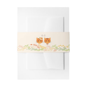 Whimsical Forest Cats (Cream) Rustieke bruiloft Uitnodigingen Wikkel